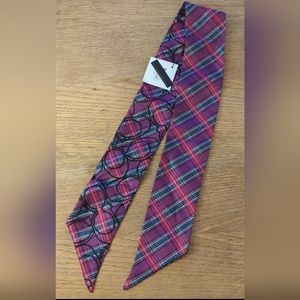 Coach Signature Purple Tartan Bag Scarf **NWT**